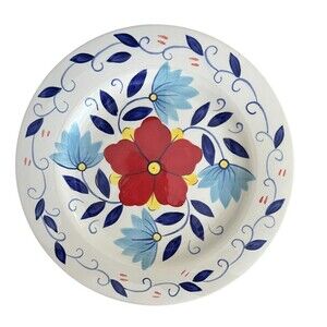 Pier One Portalegre Plate Handpainted Leaf Vine Border Floral Tiny Chip Rim 11"